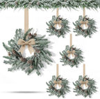 6 PCS Mini Christmas Wreaths for Kitchen Cabinet Front Door with Bow by Unknown