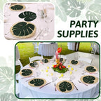 48pcs Luau Placemats and Palm Placemat, Round Luau Fringe Place Mats Tropical Palm Leaf Place Mats Bulk Summer Hawaiian Plate Chargers Table Placemats Tropical Party Supplies - Image 6