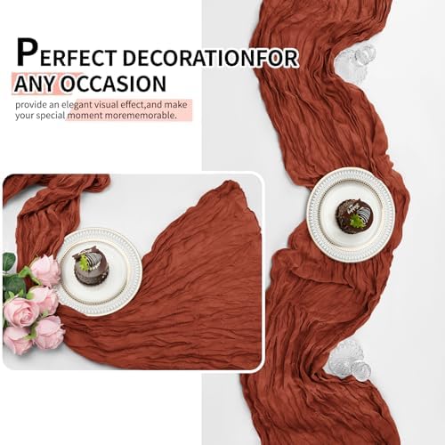 12 Pack Terracotta Cheesecloth Table Runner 10Ft, Christmas Table Runner 21.5 x 120 inch, Burnt Orange Semi Sheer Cheese Cloth Fabric Thanksgiving Runner Bulk for Wedding,Party,Bridal Shower - Image 5