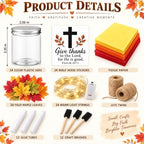 Cinrobiye 24 Sets Fall Thanksgiving Mason Jar Suncatcher Craft Kit, Christian DIY Window Art with Bible Verse Cross Stickers, Maple Leaves and Tissue Paper for Church Family Activities - Image 2