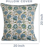 Ridhi Block Print Asparagus Green Pillow Cover 20" x 20" (Pack of 2) Decorative Couch Pillows for Living Room, Farmhouse Chic Boho Cute Outdoor Pillows Covers Gifts for Spring, Mother's Day - Image 4