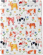 Cartoon Cow Fleece Blanket - Lightweight Soft Cozy Gifts Throw for Animal Lovers, Kids,Women,Cute Cattle Blankets,Cheerful Whimsical Design,Home Room Modern Farmhouse Decor 60x80in by AINORI