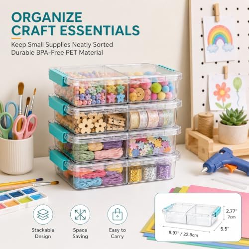 Vtopmart 1.5Qt Stackable Clear Pencil Box with Removable Divider, 8 Pack - Image 6
