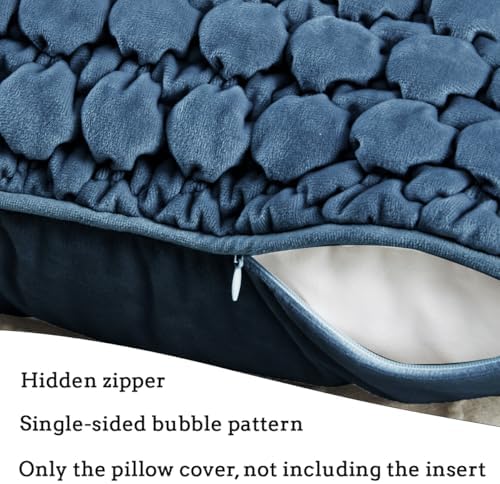Pillow Covers 24x24 Set of 2 Velvet Euro Shams Decorative Farmhouse Pillowcases Boho Square Cushion Covers Soft Bubble Texture for Couch Sofa Bed Bedroom Car Living Room,Blue - Image 5