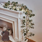 LITBLOOM Lighted Eucalyptus Garland Battery Operated with Timer 6FT 96 LED Artificial Greenery Twig Vine Lights for Room Stairs Mantle Wedding Holiday Decoration Indoor Outdoor by LITBLOOM