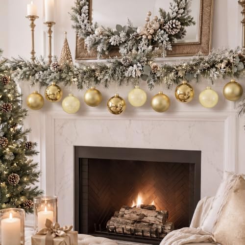 Seenelling 12 Pcs Christmas Glass Ball Ornaments 3.15 Inch, Champagne - Image 5