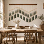 Large Boho Macrame Wall Hanging 59×37", Farmhouse Hanging Green & White - Image 2