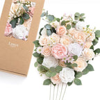 Ling's moment Artificial Pink Flowers Combo, Cream & Blush, Deluxe by LingsMoment