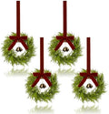 4Pcs Mini Christmas Cedar Wreath, 12 Inch Small Wreaths for Kitchen Cabinets, with Deep Red Bow Vintage Bells Pine and Cypress Leaves for Fireplace Window Farmhouse Indoor Home Decorations by JUSTOTRY