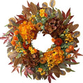HipTree 24 Inch Fall Wreath for Front Door with Hydrangea&Velvet Pumpkin by HipTree