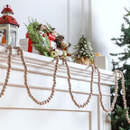 Fairysandy 39.3 ft Frosted Wooden Bead Garland Christmas Farmhouse Decor - Image 5