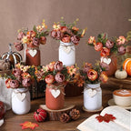 Lyrow 6 Pack Fall Mason Jar Table Centerpiece Autumn Centerpieces for Tables Orange Faux Floral Centerpiece Decorations Farmhouse Thanksgiving Mason Jar for Home Kitchen Tiered Tray Decoration - Image 5