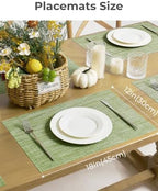 Leetaltree Bean Green Woven Placemats Set of 12 - Heat Resistant Non-Slip Place Mats for Dining Table, Washable Durable PVC Table Mats(Bean Green, 12) - Image 4