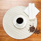 Restaurantware Round White Woven Pearl Placemat, 15 in, 6 Pack - Image 3