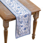 ISAENNE Designer French Linen Table Runner,71"x12"-BlueWilow by Isaennehomedecoration