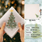 Newwiee Christmas Linen Napkin Set of 4 100% Linen Cloth 20 Inch - Image 2