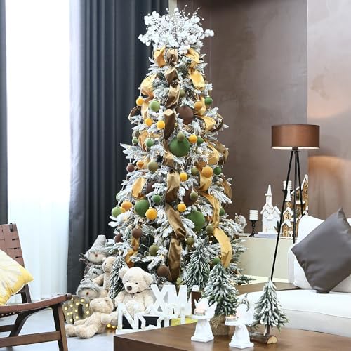 Sea Team 32-Pack Flocked Velvet Christmas Ball Ornaments, Olive Green - Image 5