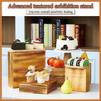 Roowest 4 Pack Wooden Display Risers, Rustic Cake Stands, Rustic Brown - Image 4