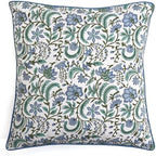 Ridhi Block Print Columbia Blue Cotton Pillow Cover 24" x 24" (Set of 2) - Image 5