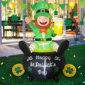 6FT St Patrick's Day Inflatables with LED Lights Outdoor Decoration Leprechaun Holding Beer in Pot Gold Shamrock Blow up Decor for Yard, Lawn, Garden Holiday Party Indoor Outside by Opemon