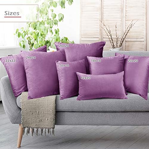 Nestl Throw Pillow Covers, Cozy Velvet Decorative Pillow Cases 24 x 24 Inches, Soft Solid Couch Pillow Covers for Sofa, Bed and Car, Set of 4 - Lavender Dream - Image 6