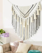 Jakalin Macrame Wall Hanging Grey Panels Boho Wall Art 31" Wx39 L by Jakalin