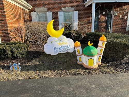 Eid Gift Inflatable Moon Cloud Decoration - Muslim Eid Holiday Decor with LED Lights for Festive Celebrations, Blow-Up Yard Décor 60"x50" + Free Foil Balloons - Image 6