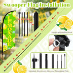 HunnmingRe 2 Green Lemonade Feather Flag Kit, 8ft Advertising Swooper Flag Banner with Pole and Ground Stake for Business Restaurant Advertising Banner for Outside Ground - Image 3