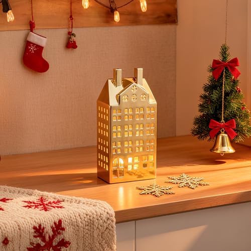 DN DECONATION Christmas Village House Decorations, Light Up House Decor - Image 2