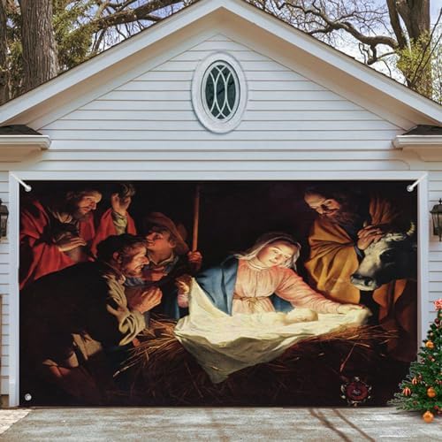 Large Nativity Scene Banner Decoration - 7.9x7ft, Christmas & Holiday Cover for Garage, Indoor/Outdoor Wall, Door & House Decoration by Unknown