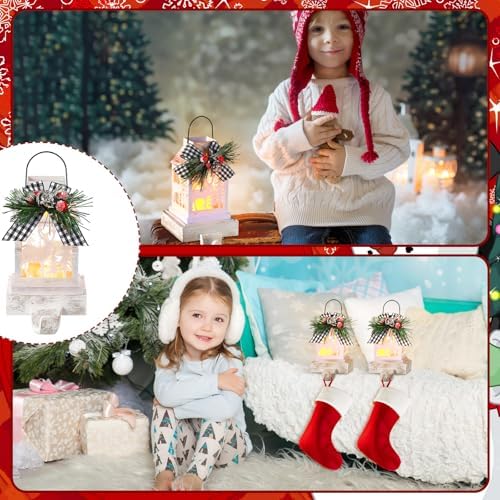 Therwen 2 Pcs Christmas Stocking Holders Lantern, LED, Elk, White - Image 5