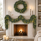 9FT Cedar Christmas Garland with Lights Realistic Prelit Pine Garland Decor - Image 5