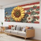 16x7FT Patriotic Garage Door Banner, Ameri-ca Flag with Sunflower Vintage Design, Extra Large Outdoor Garage Door Cover for Independence Day and Home Decor - Image 7
