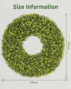 DDHS 23''Boxwood Wreaths for Front Door，Artificial Spring Wreaths for Farmhouse Wedding Green Year Round Indoor Outdoor for Fall Summer Christmas Wreath Home Decorations-Green - Image 2
