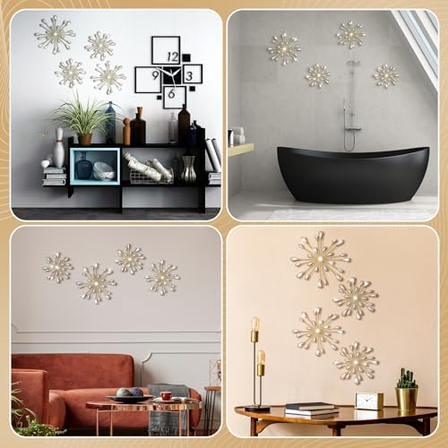 Hicarer 4 Pcs Starburst Wall Decor, Bling Metal Wall Art, Gold - Image 6