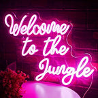 Welcome to the Jungle Neon Sign Pink Led Word Light for Wall Decor by FAXFSIGN