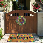 Tingjoo 2 Pcs Mardi Gras Welcome Door Mat and Wreath Set - Image 5