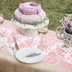 Newwiee 10 Pcs Lace Table Runner Floral, 14''x120'', Rose Pink - Image 5