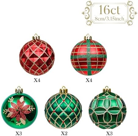 Valery Madelyn 16ct Christmas Tree Decorations Ball Ornaments 3.15 Inches - Image 3