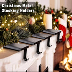 Stocking Holders for Mantle - Set 4, Weighted Metal - Christmas Stocking Holder, Stocking Hangers with Non-Slip Protective Pad, Stocking Hangers for Mantel | TV Stand | Staircase | Dresser - Image 2
