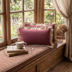 patdrea Vintage Red Linen Throw Pillow Covers,Set of 2,12"x20"-Kubum - Image 4