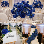Auihiay 60PCS Fake Blue Roses, Artificial Blue Flowers, Silk Faux Rose - Image 6