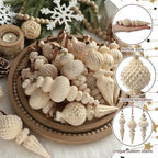Yunlly 18 Pcs Neutral Christmas Ornaments Ivory Xmas Tree Decor - Image 4