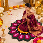 Frienda 24 Inch Rangoli Doormat Indian Pooja Decorations for Home, Lotus - Image 6