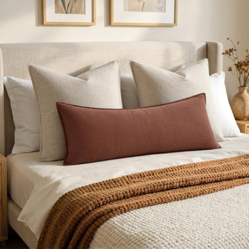 MIULEE Decorative Linen Lumbar Pillow Cover 14x36 Inch Autumn Glaze - Image 2