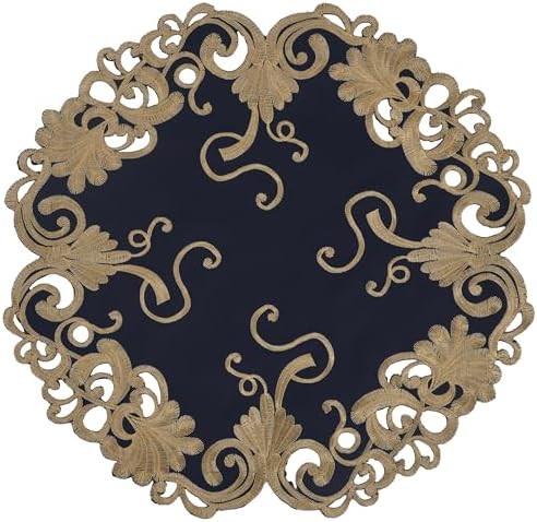 Decozen Set of 8 Doilies for Table, Lace Doilies - Rustic, Crochet, Farmhouse, Kitchen, Round Christmas Placemats - Dining Table Centerpiece Decor - 15 inch Gold Blue, The Vintage Opulence Collection - Image 4