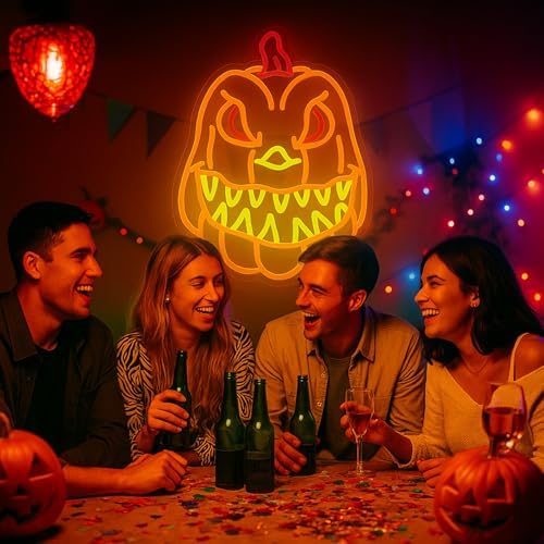Pumpkin Neon Sign for Wall Decor, Spooky Pumpkin LED Wall Light, Fall Decor for Bedroom – USB Powered Dimmable Accent for Kids’ Room, Game Room, Bar, Halloween Party, Seasonal Holiday Gift - Image 5