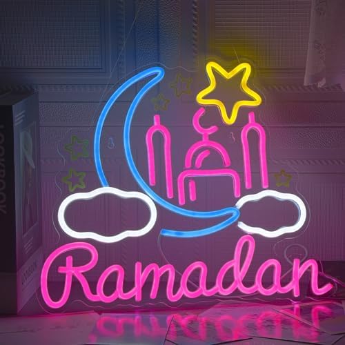 Baquler Moon Castle Neon Sign Ramadan Festival Lighted Window Decorations LED Neon Signs for Wall Decor Neon Sign LED Light for Girls Kids Bedroom Wall Home - Image 5