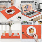 Homaxy PU Faux Leather Placemats for Dining Table, Set of 6, Orange - Image 6