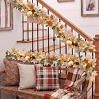 2 Pack 6 Ft Fall Leaves Garland Decor with Lights Pumpkins Pine Cone Berry - Image 5